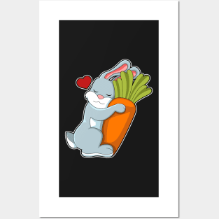 Rabbit with Carrot & Heart Posters and Art